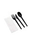 50 PCS Black Plastic Cutlery Set Spoons Knives Forks Napkins Set Disposable Cutlery Set Individually Wrapped Plastic Cutlery Disposable Spoons Disposable Fork Plastic Spoon Heavy Duty Plastic Utensils - 5