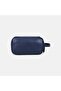 Men's Navy Blue Zippered Leather Handbag - 4