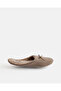 Women Taupe Closed Toe Bow Trim Slippers