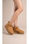 Lunel Women's Suede Thick Platform Sole Fur Lined Mini Ankle Length Warm Winter Boots