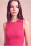 Women's Cotton Fuchsia Sleeveless Crew Neck Ribbed Undershirt Sanne - 4