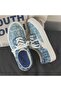 Women's Blue Paisley Canvas Lace-Up Sneakers - 2