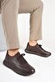 Genuine Leather Men's Walking Shoes Casual Comfort Stretch Structure Laceless Use Orthopedic Daily Comfortable Sole Brown Sneaker - 4