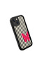iPhone 15 Compatible Black Silicone Case with Black and White Stripes Butterfly Pattern, Camera Protection, Shock Absorption - 4