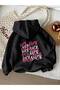 Women's Pink Amor Yazi Printed Hooded Sweatshirt