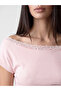 Ozmarka New Season Pink Boat Neck Lace Detailed Blouse - 3