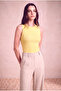 Women's Cotton Yellow Sleeveless Crew Neck Ribbed Undershirt Sanne