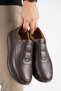 Genuine Leather Men's Walking Shoes Casual Comfort Shoes Daily Comfortable Sole Orthopedic Laceless Orthopedic Shoes Brown Sneaker Genoa - 3