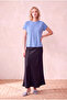 Women's 100% Viscose Blue Folded Short Sleeve Crew Neck Relaxed Cut T-Shirt Silje - 5
