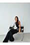 Black Shawl Patterned Draped Wide-Leg Jumpsuit - 5