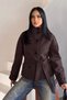 Zr Women's Stand Collar Belted Short Lined Comfortable Fit Light Brown Cashmere Coat - 2