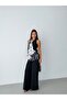 Black Shawl Patterned Draped Wide-Leg Jumpsuit - 2