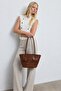 Lorin Bowknot Detailed Soft Leather Look Large Volume Women's Shoulder Bag Bitter Brown - 8