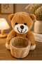 Wicker Basket with Plush Teddy Bear – Decorative Organizer Basket with Toys - 2