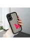 Infinix Smart 10 Compatible Black Silicone Case with Black and White Stripes Butterfly Pattern Camera Protection Shock Absorbing