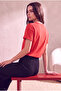 Women's Modal / Cotton Brick Red Folded Short Sleeve Drop Shoulder Crew Neck T-Shirt Palma - 3