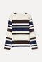 Men's Navy Blue Striped Loose Fit Crew Neck Sweater - 2
