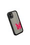 iPhone 11 Compatible Black Silicone Case Black-White Striped Butterfly Pattern Camera Protected Shock Absorbing - 4