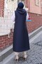 Navy Blue Long Quilted Vest 19303 - 5
