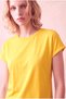Women's 100% Viscose Yellow Folded Short Sleeve Crew Neck Relaxed Cut T-Shirt Silje - 3