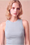 Women's Cotton Sky Blue Sleeveless Crew Neck Ribbed Undershirt Sanne - 3
