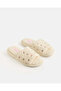 Women White Gold Embroidered Mule Slippers - 2
