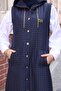 Navy Blue Long Quilted Vest 19303 - 4