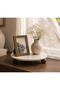 Natural Marble Presentation Stand with Wooden Legs, Round Presentation Tray, Kitchen and Vanity Table Decor, New Home Gift - 5