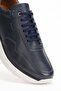 Genuine Leather Men's Walking Shoes Casual Comfort Lace-Up Orthopedic Daily Comfortable Sole Navy Blue Sneaker Palermo - 8