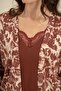 Three-Piece Dressing Gown Set, Combed Modal, 50% Cotton 50% Modal, Drawstring Straps, Lace Collar, Pockets, Brown - 8