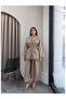 Drawstring Belted Jacket and Trousers Set - 3