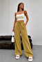 Olive Wide Leg Front-Waisted Trousers - 1247