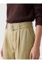 Ozmarka New Season Brown Belted Wideleg Women's Cargo Jean Trousers - 3