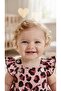 2614 Ruffled Bow Leopard Baby Romper Salopet