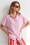 Women's Candy Pink Bat Oversize Linen Shirt Gml-19001109