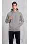 Men's Gray 3 Thread Hooded Sweatshirt with Kangaroo Pocket - 7