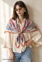 Patterned Orange - Blue Soft Scarf 90X90
