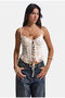 Women's Ecru Lace Special Design Bustier - 7