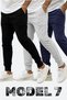 Set of 3/3 Pieces Unisex Ribbed Regular Black Gray Navy Blue Color Sports Sweatpants