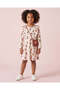 Girls Ivory Floral Print Dress with Sequin Bag - 2