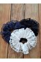 Triple Brode Lace Edged Medium Size Elastic Buckle Set – White Black Navy Blue - 4