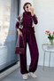 Premium Shalwar Cut Double Face Trouser Set - Plum - 5