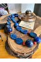 Lapis Lazuli and Coral Design Natural Stone Necklace - 3
