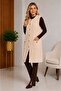 Women's Heart-Buttoned, Front-Pocket, Soft Textured Long Sweater Vest