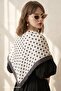 Patterned Black - White Soft Scarf 90X90 - 3