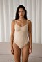 Women's Capless Velcro Plain Pattern Skin Body Suit - 2