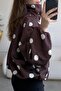 Brown Large Polka Dot Stand-Up Collar Bomber Jacket Per9757 - 4