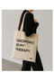 Shopping Is My Therapy Printed Ecru Tote Bag - 3