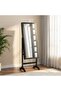 Kersten Wide Free- Standing Jewelry Cabinet With Mirror- Dark Walnut