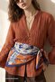 Patterned Navy Blue - Orange Soft Scarf 90X90 - 2